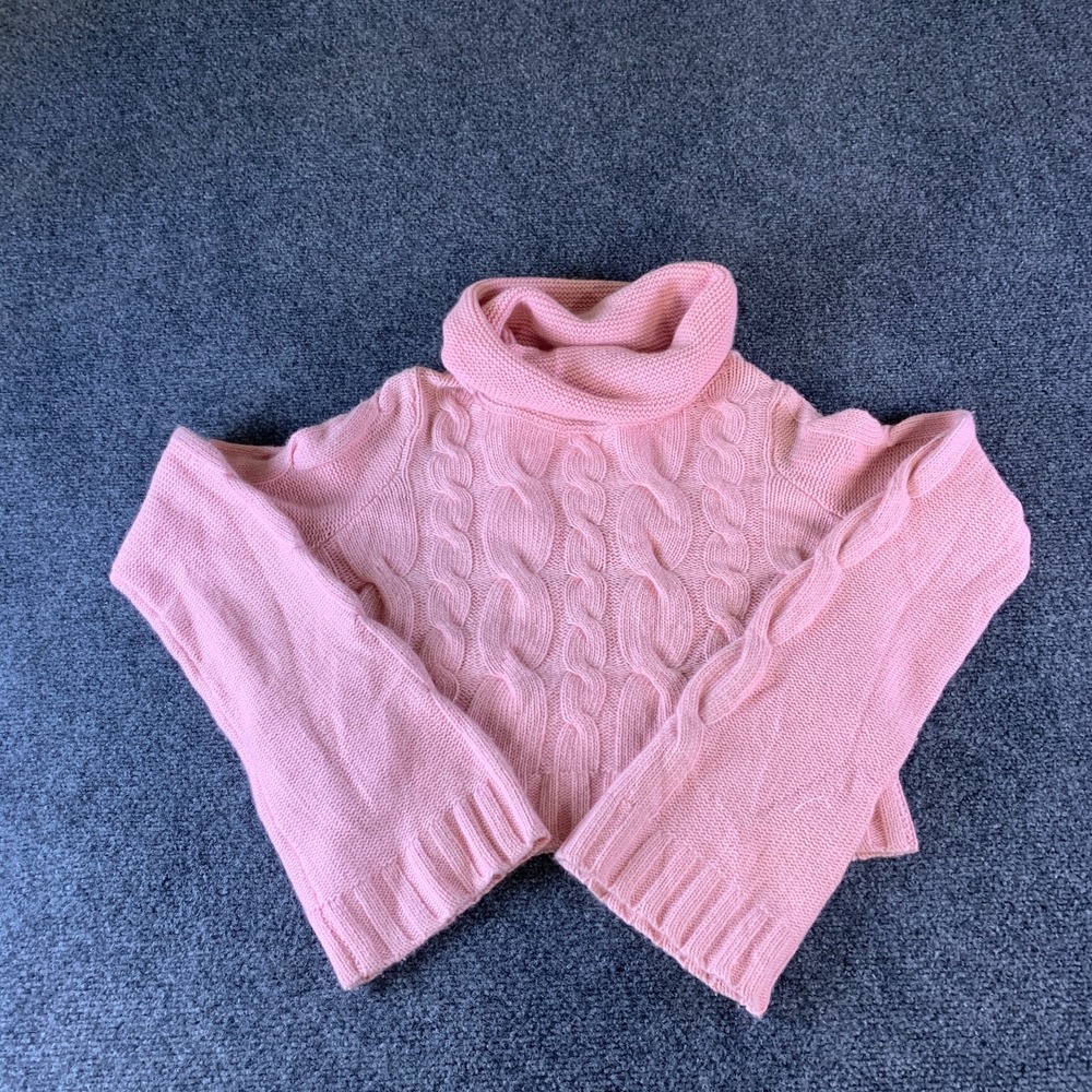 Autumn Cashmere Cropped Sweater Womens XS Pink Cable Knit Turtleneck Outerwear
